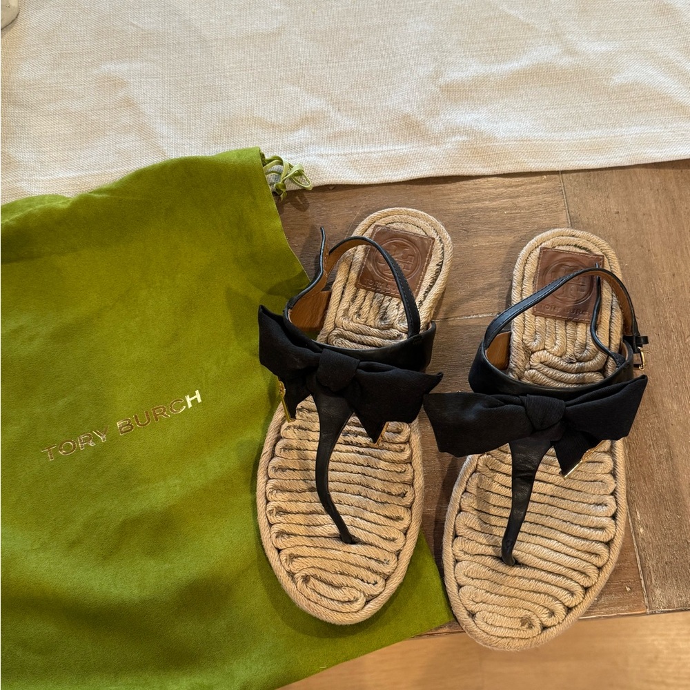 Tory Burch Black and Tan Espadrilles